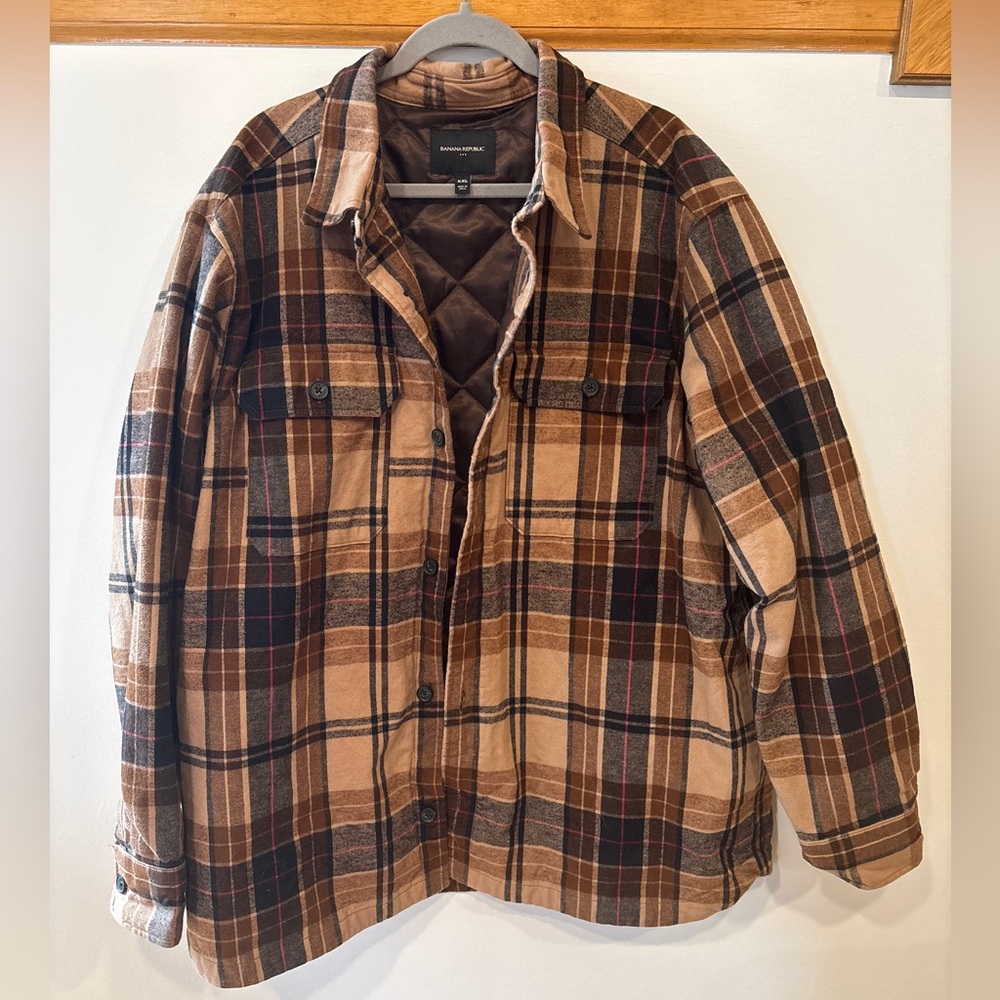 Banana Republic Plaid Shirt Jacket - Quilted Multi Plaid - Men’s XXL